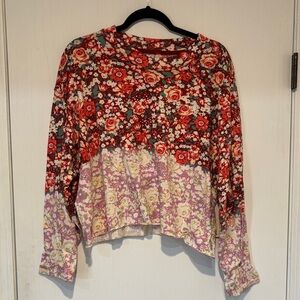 FP Movement by Free People Mixed Floral Long Sleeve Top - Red, Pink, Cream